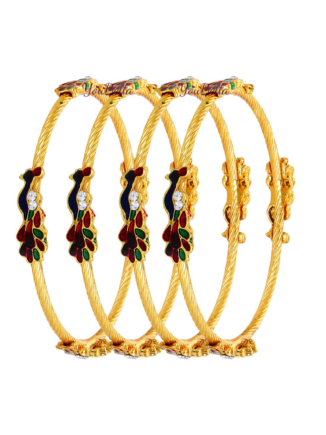 YouBella Gold-Plated Pearl Bangle Set for Women